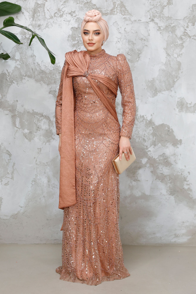 Modest Sunuff Colored Bridal Dress 50541TB - 1