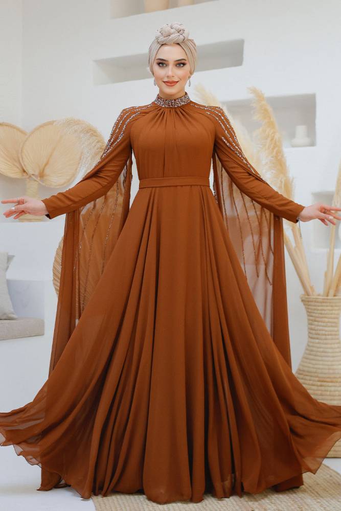 Modest Sunuff Colored Bridesmaid Dress 47381TB - 1
