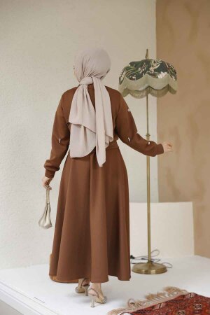 Modest Sunuff Colored Skirted Dual Suit 1277TB - 3