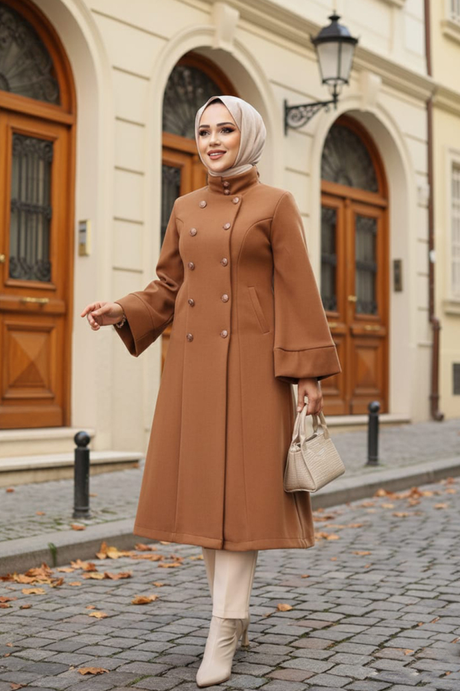 Modest Sunuff Colored Stamp Coat 61112TB - 1