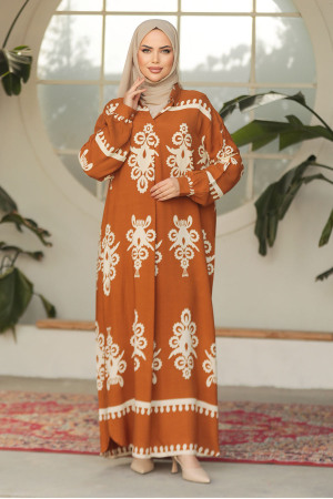 Modest Sunuff Colored Summer Dress 23172TB - 2