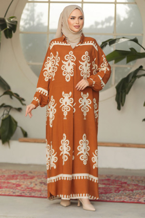 Modest Sunuff Colored Summer Dress 23172TB - 3