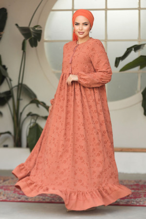 Modest Sunuff Colored Summer Dress 23201TB - 3