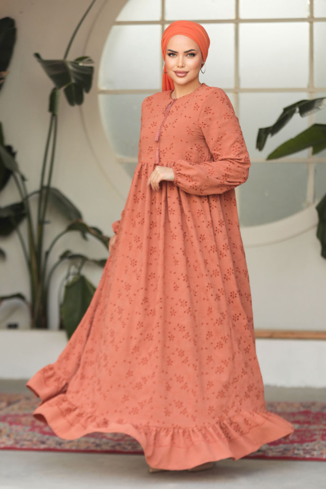 Modest Sunuff Colored Summer Dress 23201TB - 3