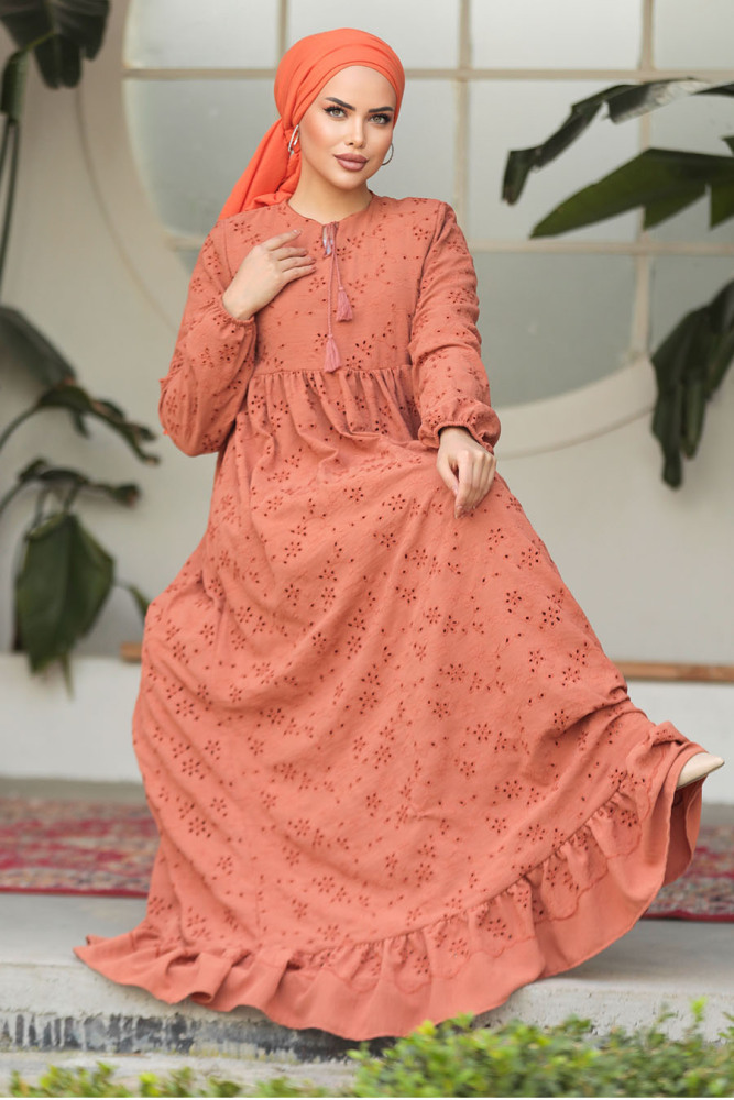Modest Sunuff Colored Summer Dress 23201TB - 4