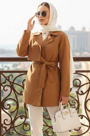 Modest Sunuff Colored Trench Coat 19024TB - 1
