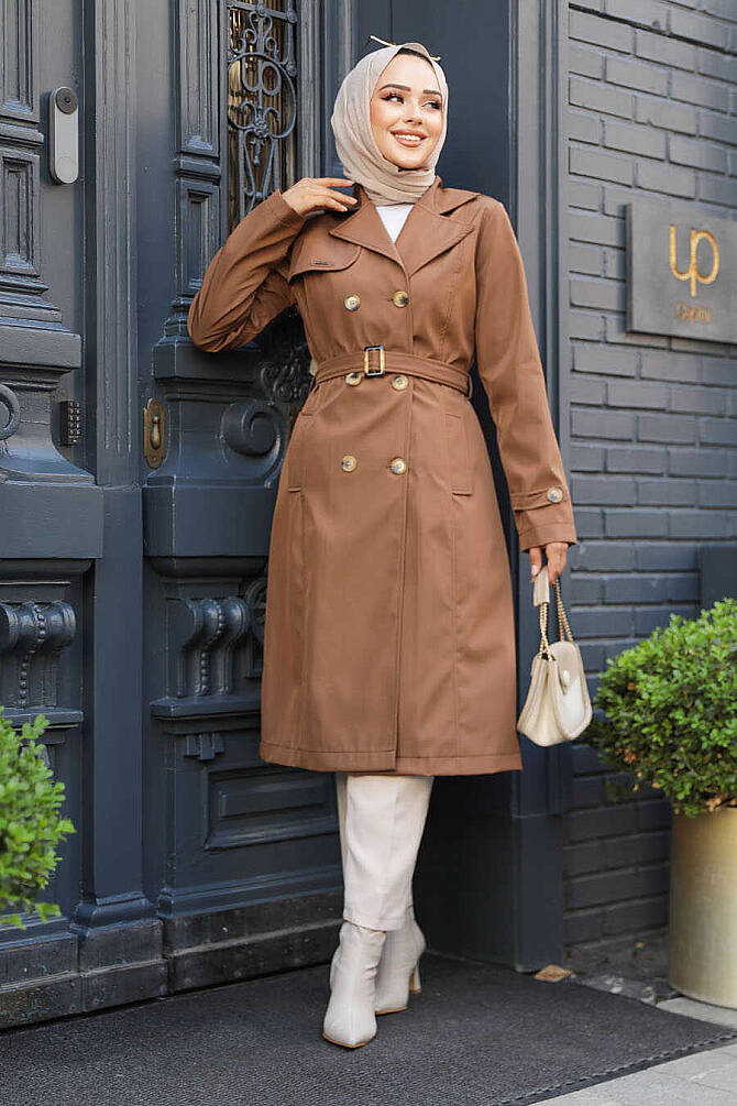 Modest Sunuff Colored Trench Coat 60500TB - 1