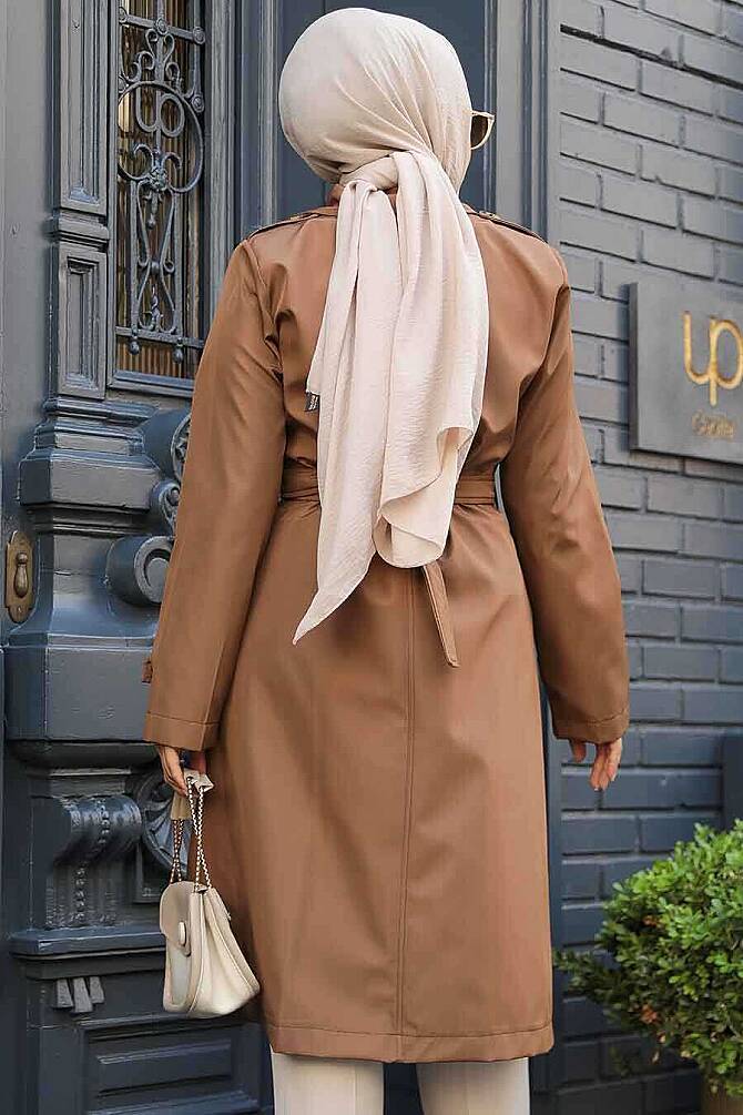 Modest Sunuff Colored Trench Coat 60500TB - 3