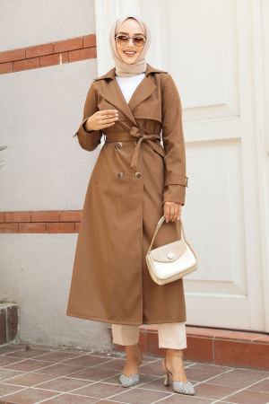 Modest Sunuff Colored Trench Coat 6103TB - 2