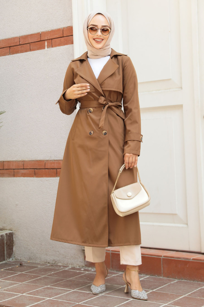 Modest Sunuff Colored Trench Coat 6103TB - 2