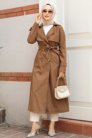Modest Sunuff Colored Trench Coat 6103TB - 3