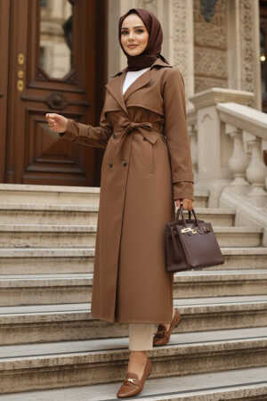 Modest Sunuff Colored Trench Coat 6103TB - 1