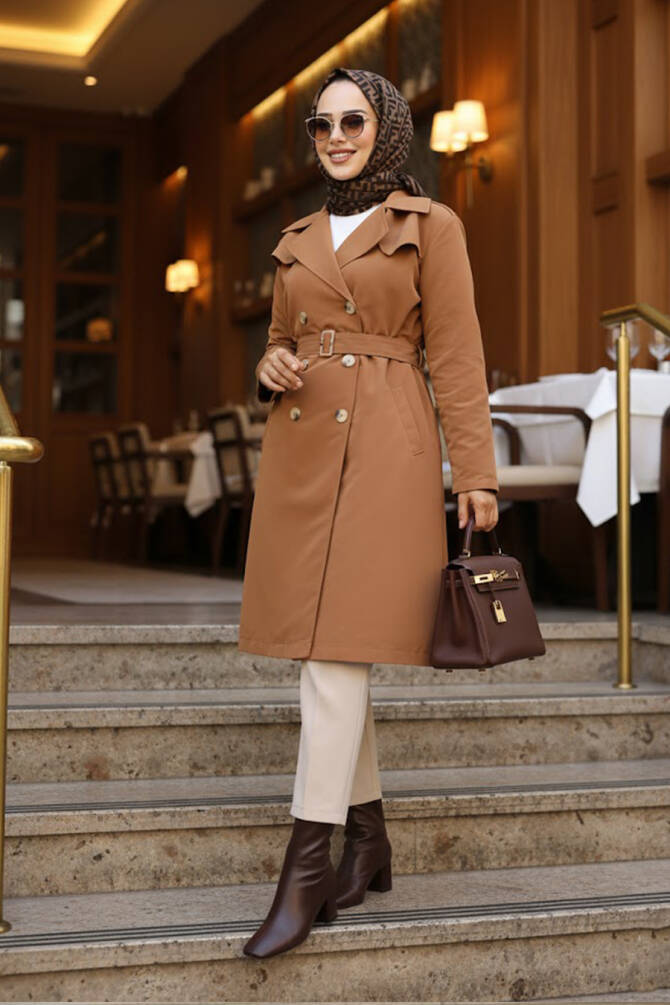Modest Sunuff Colored Trench Coat 61221TB - 1