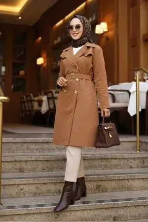 Modest Sunuff Colored Trench Coat 61221TB 