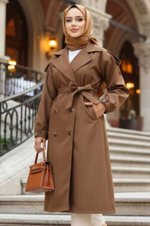 Modest Sunuff Colored Trench Coat 647TB - NEVA STYLE