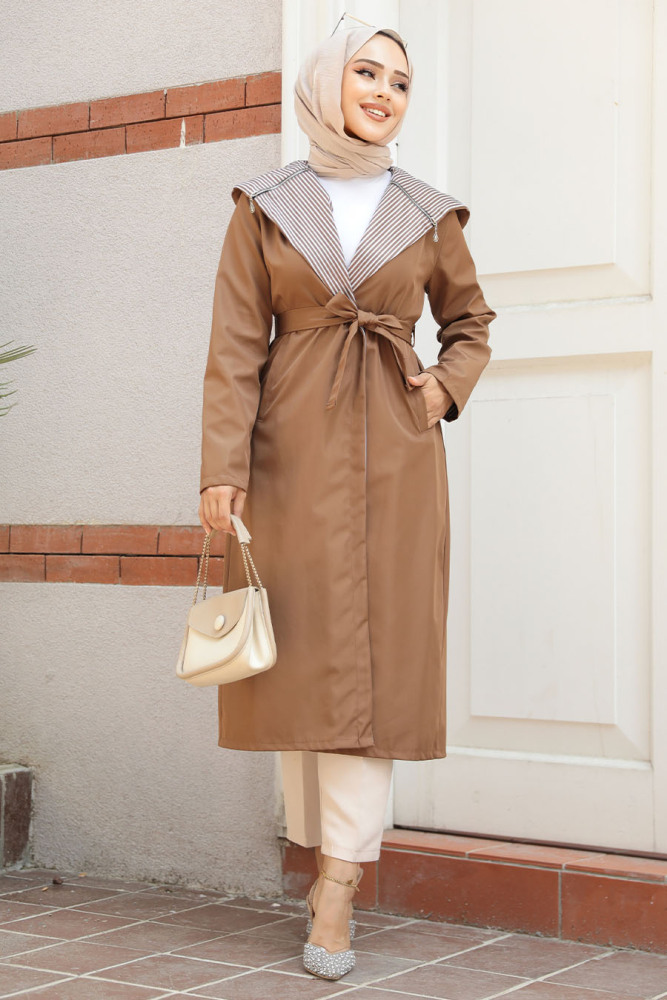 Modest Sunuff Colored Trench Coat 689TB - 1