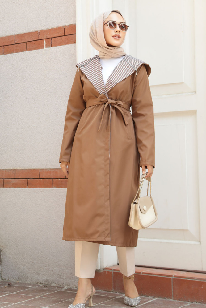 Modest Sunuff Colored Trench Coat 689TB - 2