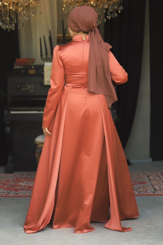 Modest Terra Cotta Bridesmaid Dress 25878KRMT - 3