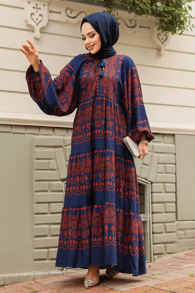 Modest Terra Cotta Floral Dress 11270KRMT - 1