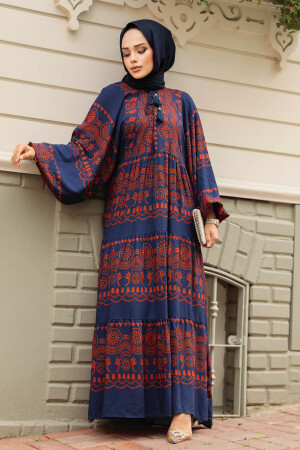 Modest Terra Cotta Floral Dress 11270KRMT - 3
