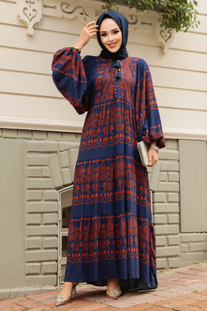 Modest Terra Cotta Floral Dress 11270KRMT - 2