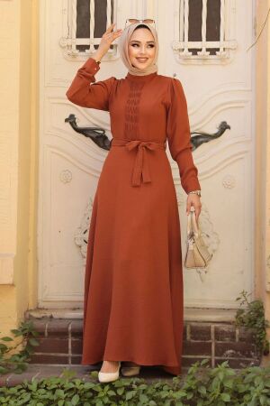 Modest Terra Cotta Maxi Dress 6621KRMT 
