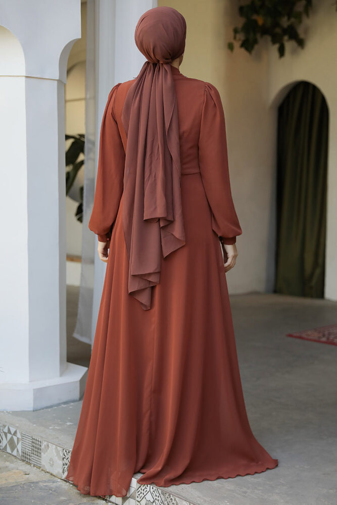 Modest Terra Cotta Plus Size Dress 25882KRMT - 6
