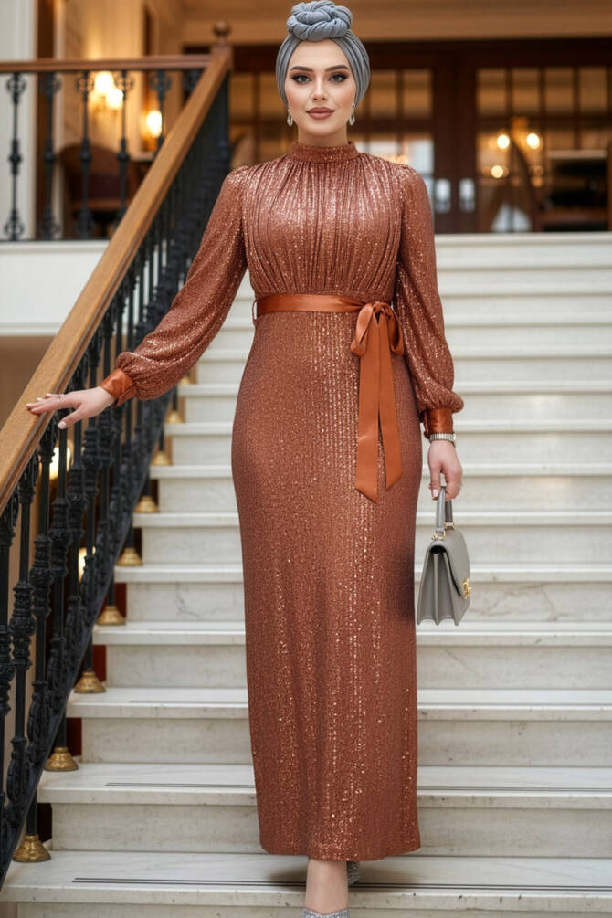 Modest Terra Cotta Prom Dress 4667KRMT - 1