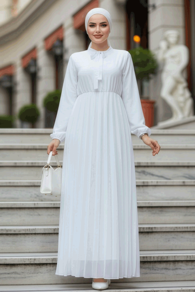 Modest White Chiffon Maxi Dresses 50351B - 1