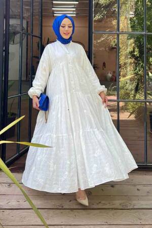 Modest White Long Dress 10002B - 1