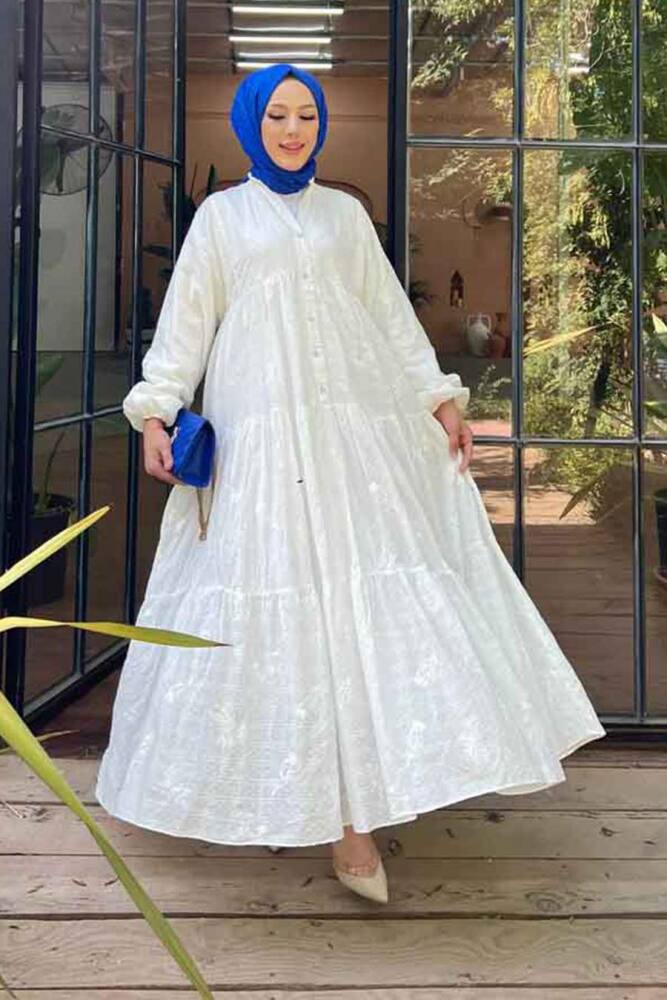 Modest White Long Dress 10002B - 1