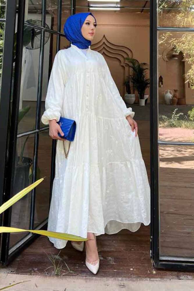 Modest White Long Dress 10002B - 2