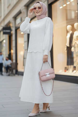 Modest White Skirted Dual Suit 14181B - 1