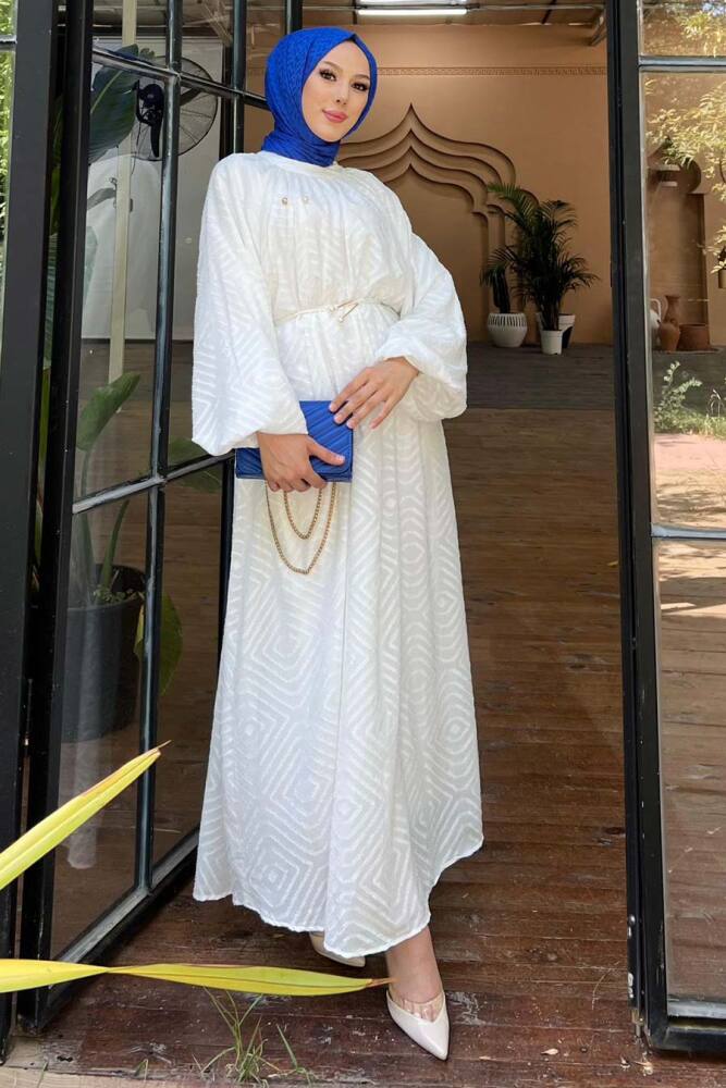 Modest White Summer Dress 14291B - 1