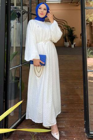 Modest White Summer Dress 14291B - 2