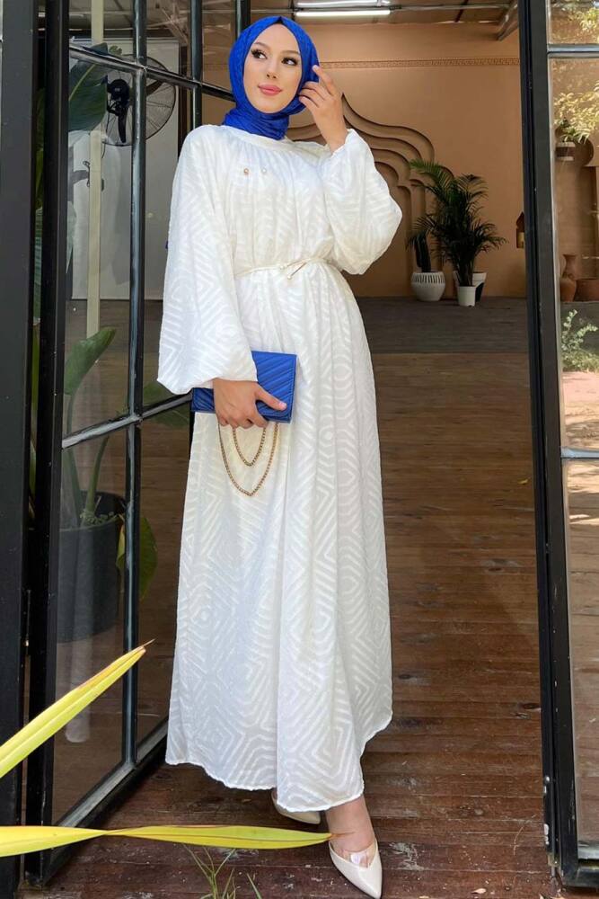 Modest White Summer Dress 14291B - 2