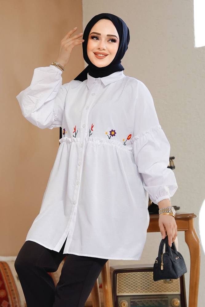 Modest White Top 40603B - 1