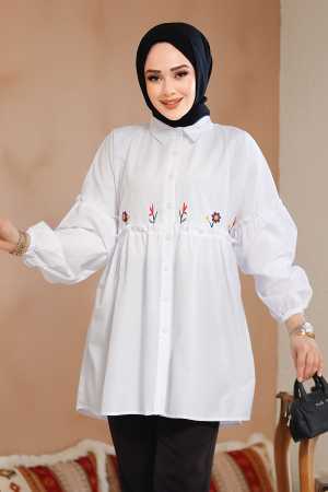 Modest White Top 40603B - 2