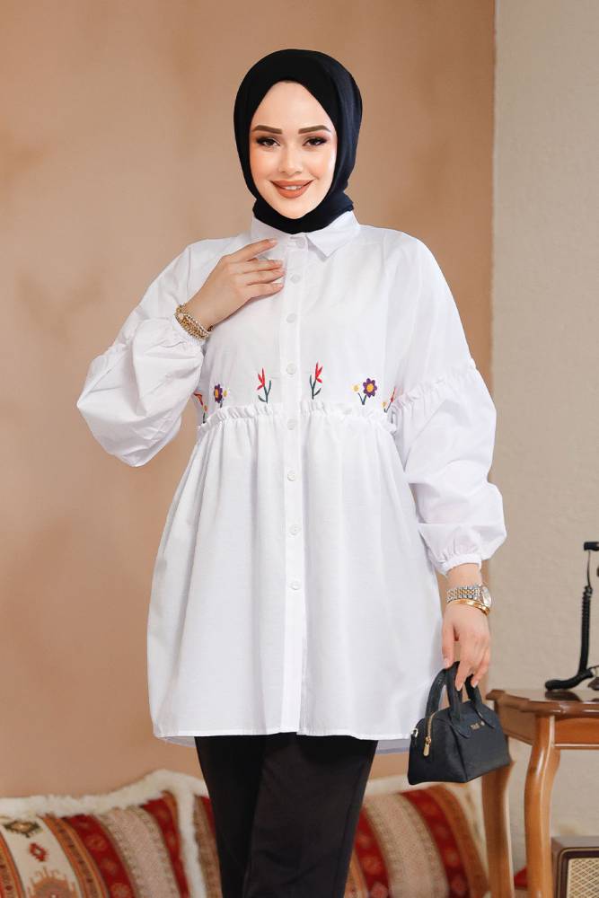 Modest White Top 40603B - 3