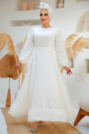 Modest White Wedding Dress 4661B - 4