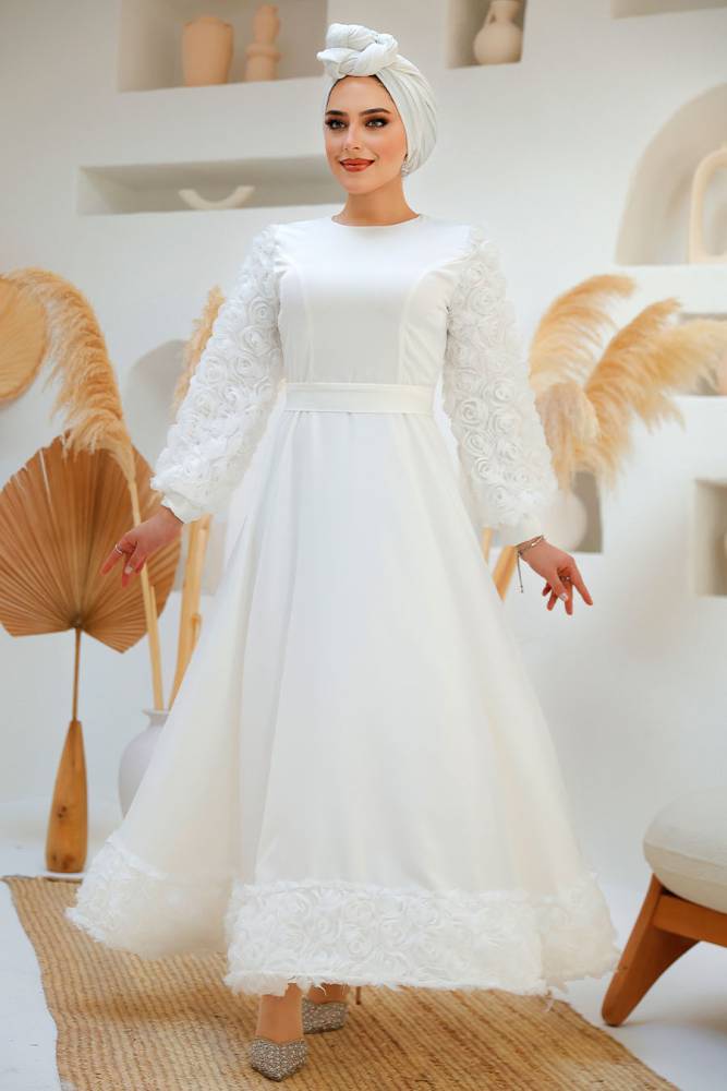 Modest White Wedding Dress 4661B - 4