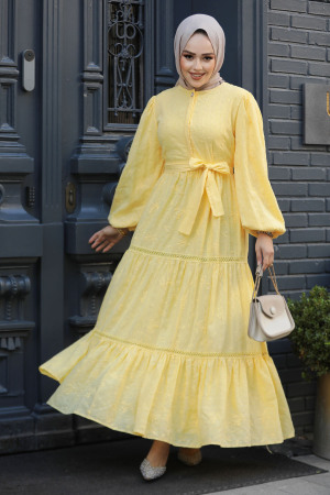 Modest Yellow Summer Dress 10024SR - 1