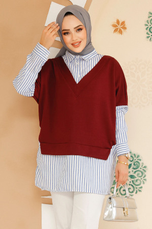 Modest Claret Red Shirt 60102BR - 3