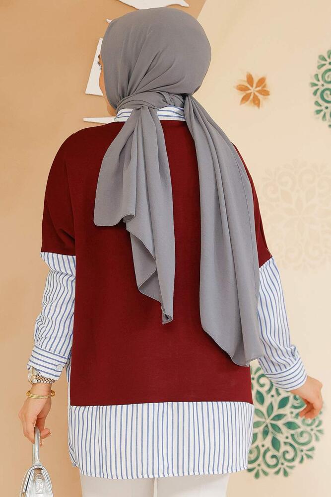 Modest Claret Red Shirt 60102BR - 4