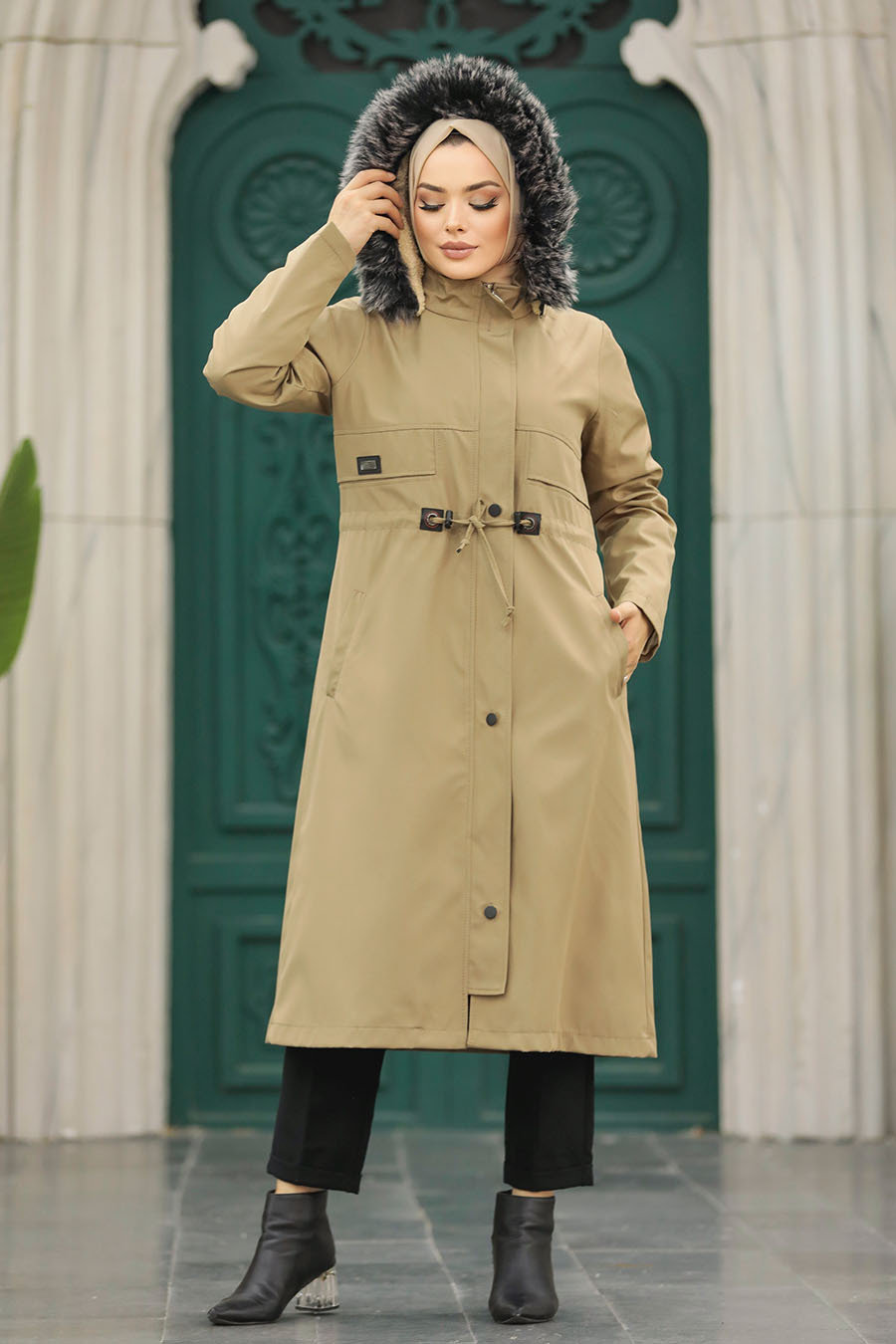 Kürklü Vizon Tesettür Parka 60652v