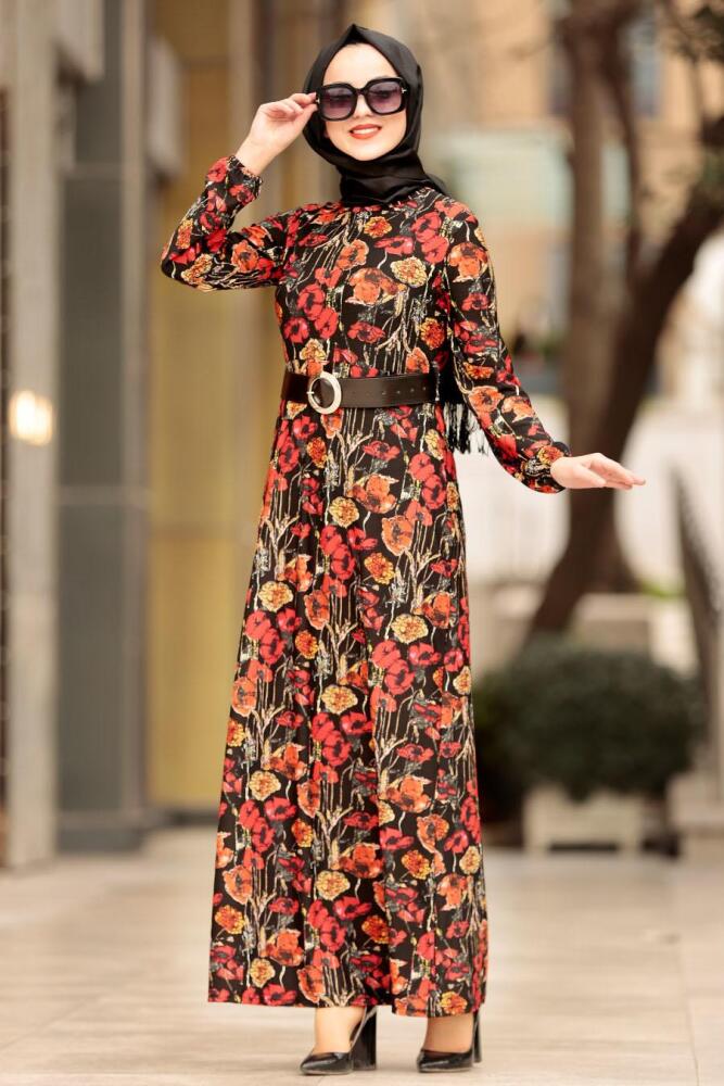 à motifs-Nayla Collection - Robe Hijab 1076DSN - 2