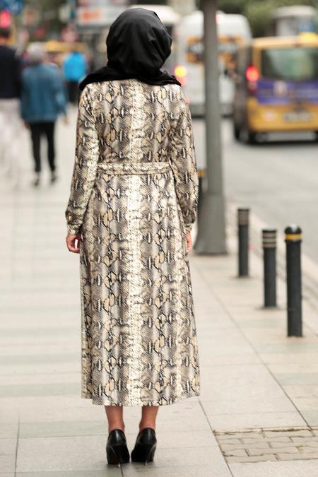 à motifs-Nayla Collection - Robe Hijab 5091DSN - 2