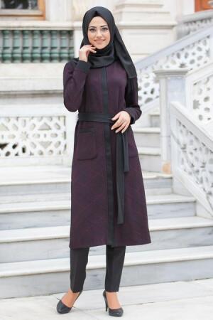 Mottox - Kemerli Mürdüm Tunik 2260-02MU - 1