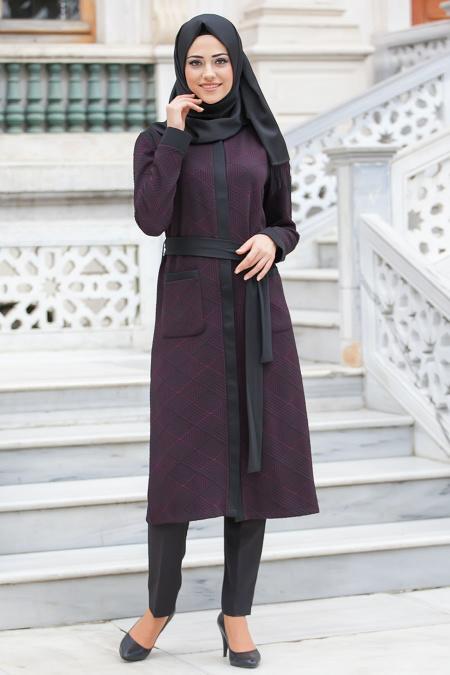 Mottox - Kemerli Mürdüm Tunik 2260-02MU - 1