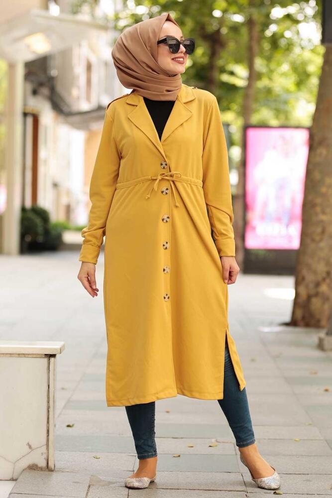 Moutarde - Nayla Collection - Manteau Hijab - 38080HR - 1